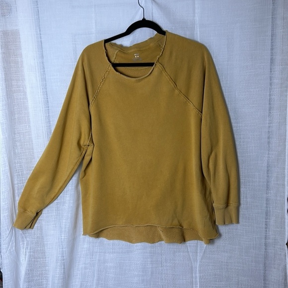 Aerie oversized fray distressed hi -lo grunge sweatshirt ,caramel color,women M - Picture 1 of 15